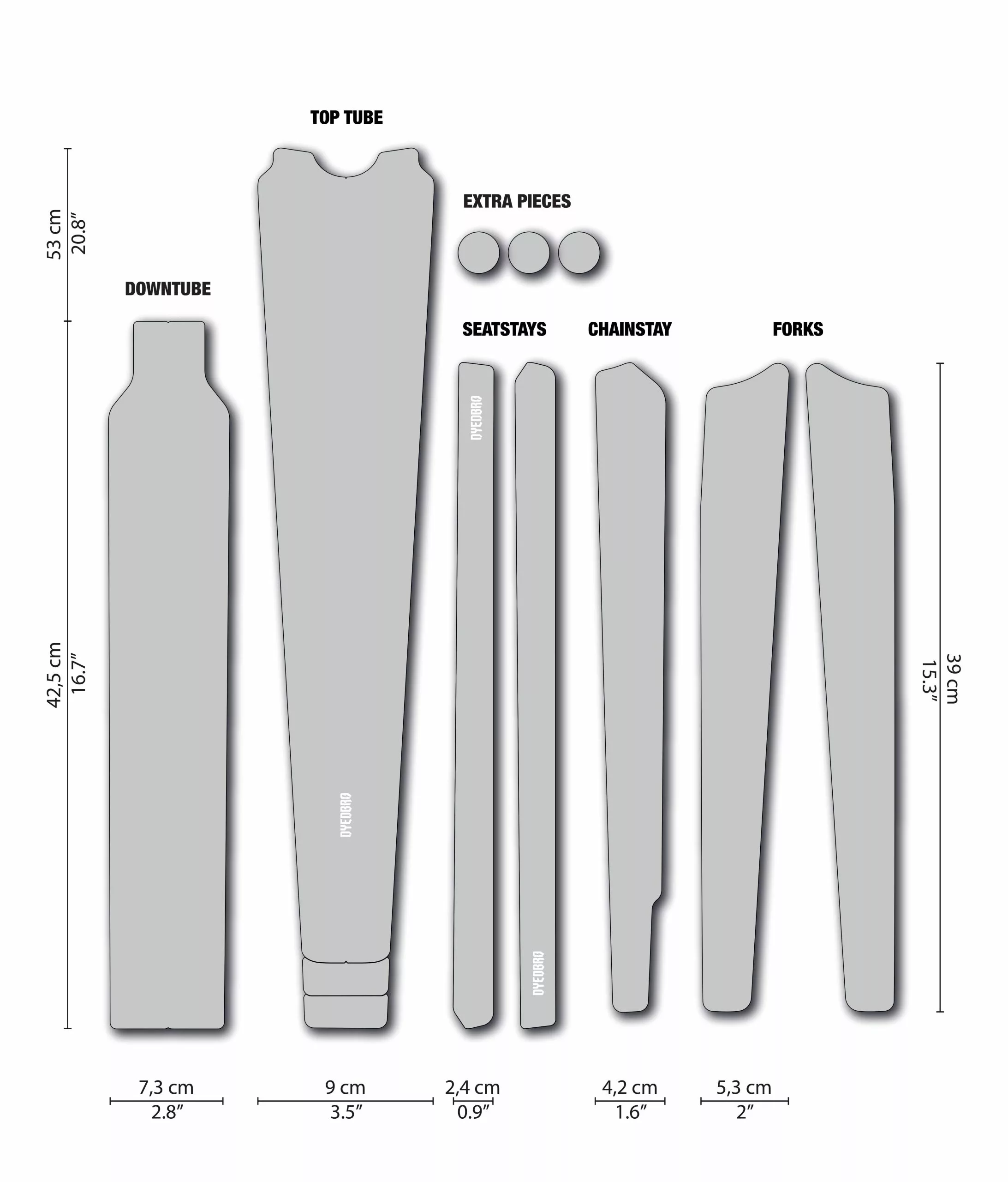 Dyedbro Gravel Frame Protection Kit Clear - White Matte