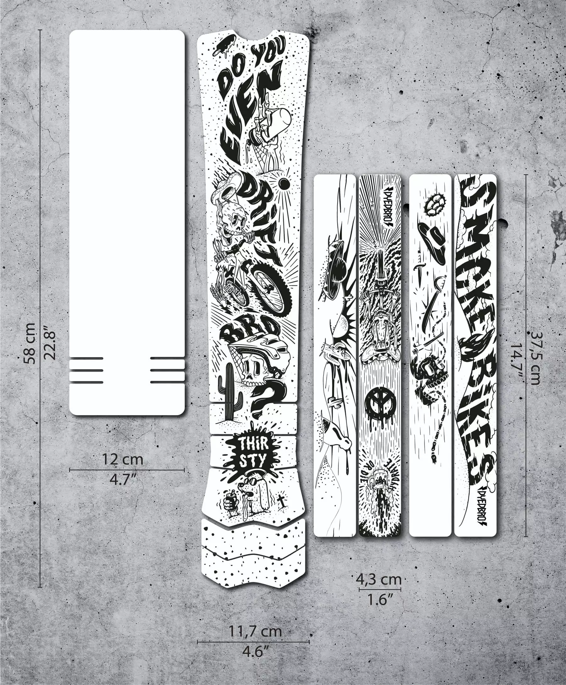 Dyedbro E-bike Frame Beschermingskit Fluor - Mat Zwart