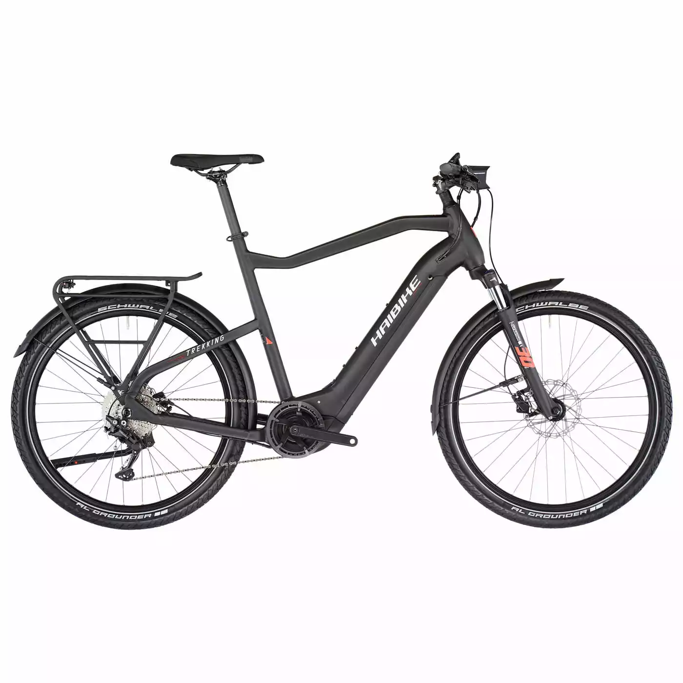 Haibike Trekking 6 Heren - Mat Zwart Rood Reflex