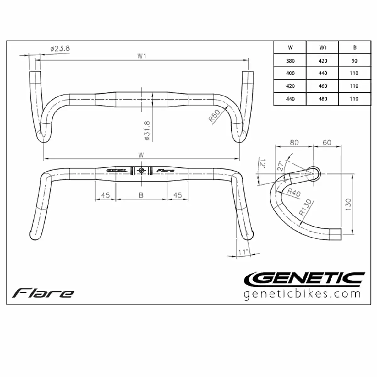 Genetic Flare Bar Stuur - Zwart - Afbeelding 3